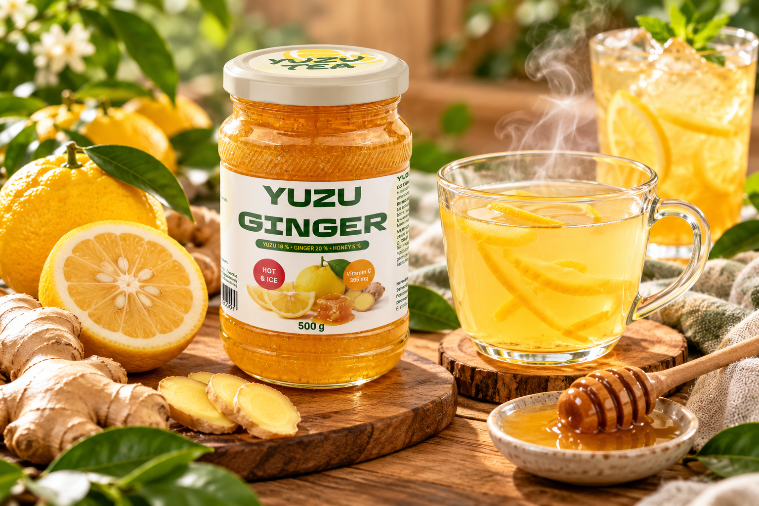 Yuzu Ginger Tea 500 g – ovocná směs s yuzu, zázvorem a medem
