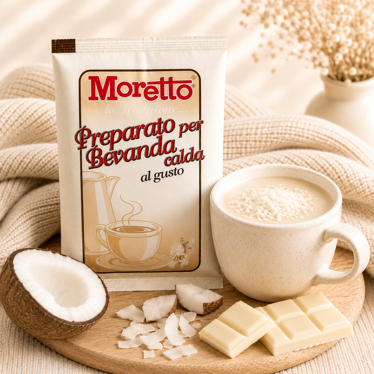 Horká čokoláda Moretto - Bílá s kokosem 30g