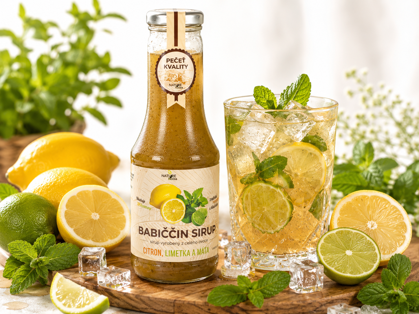 Babiččin sirup - Citron s limetkou a mátou 500ml