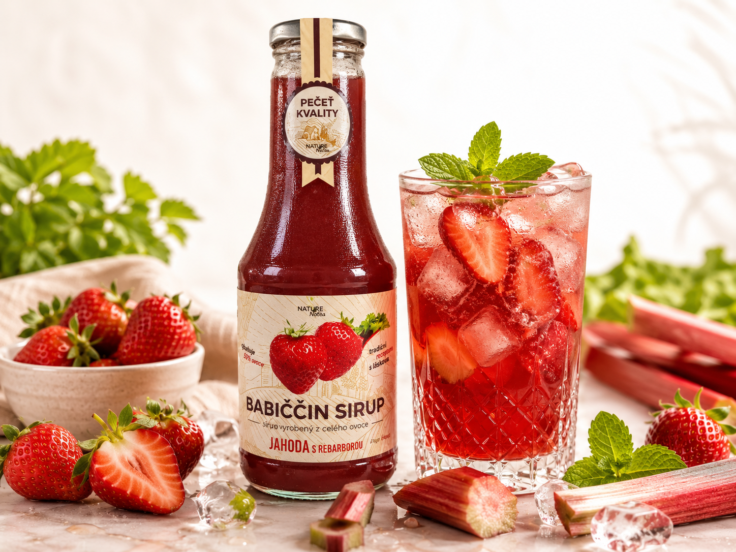 Babiččin sirup - Jahoda s rebarborou 500ml
