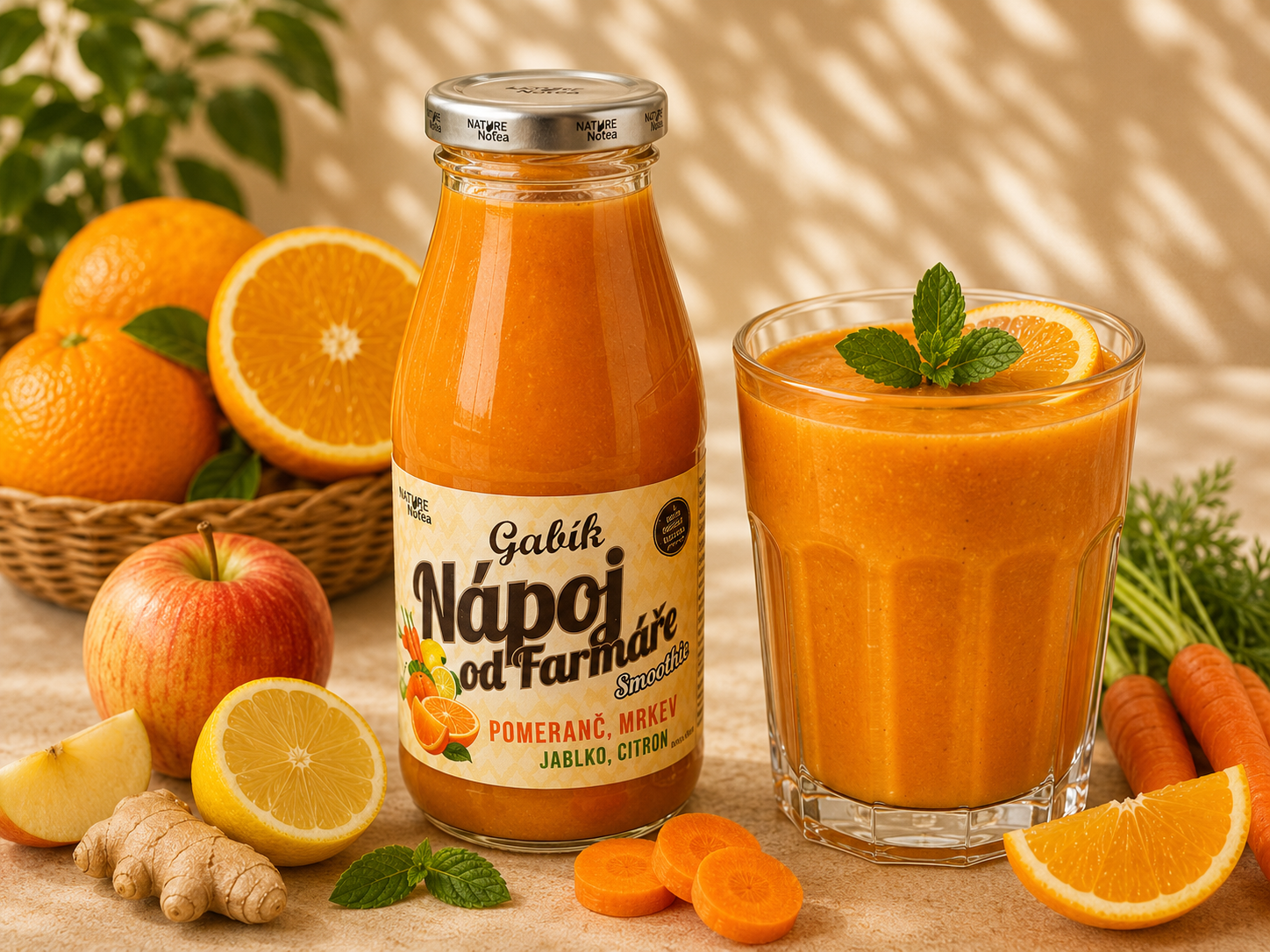 Farmářské Smoothie Gabík - Pomeranč, Mrkev, Jablko a Citrón 200ml