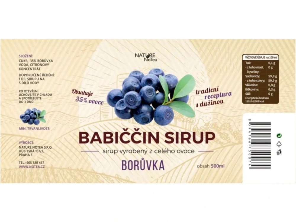 Babiččin sirup - Borůvka 500ml