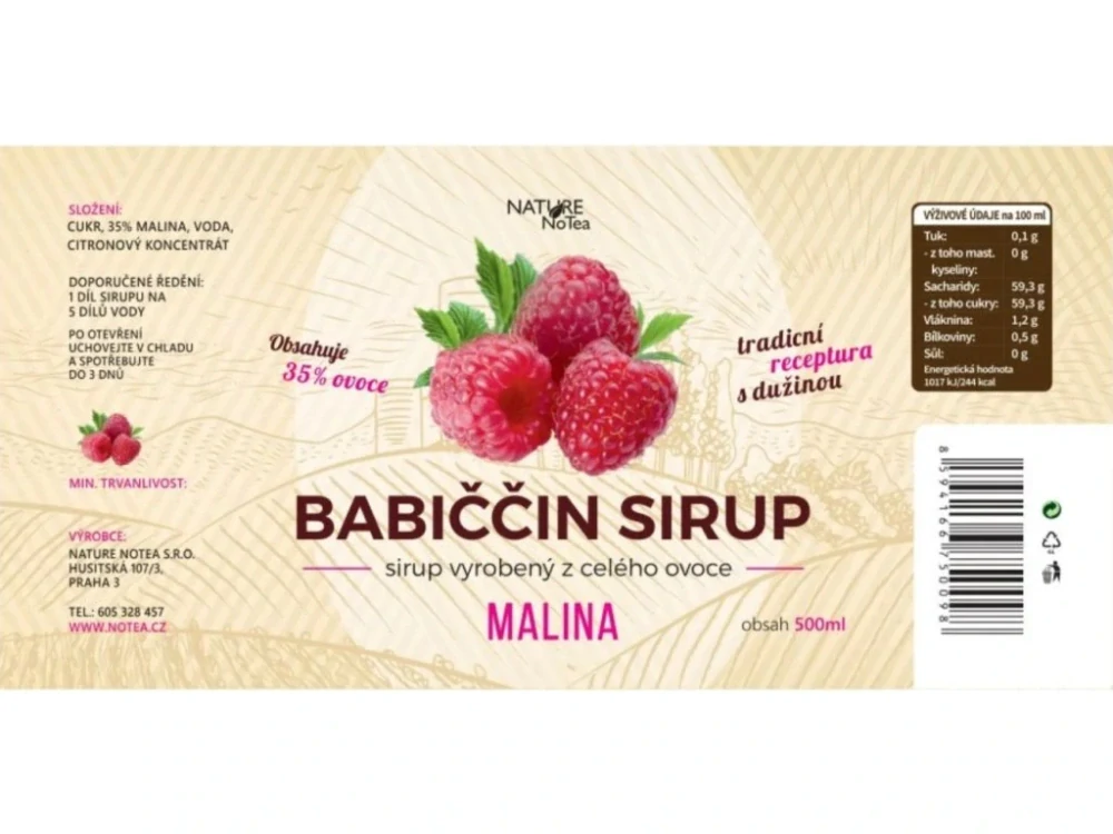 Babiččin sirup - Malina 500ml