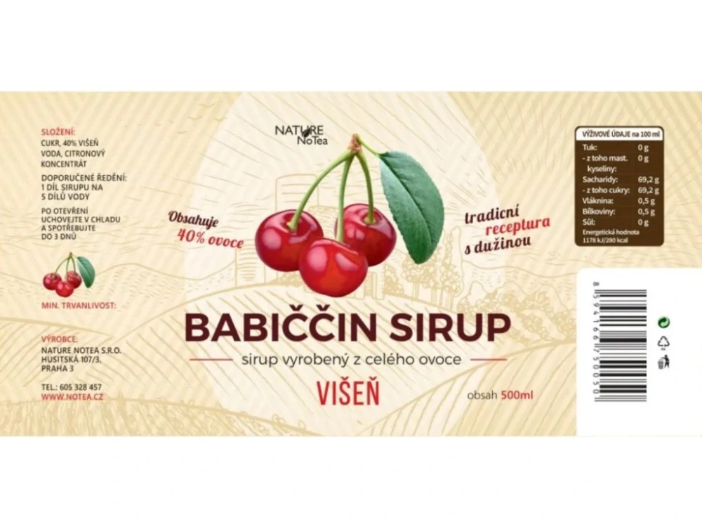 Babiččin sirup - Višeň 500ml