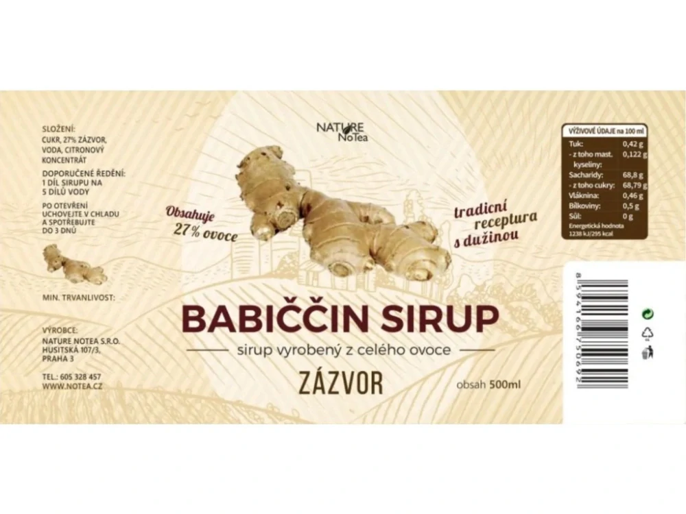 Babiččin sirup - Zázvor 500ml