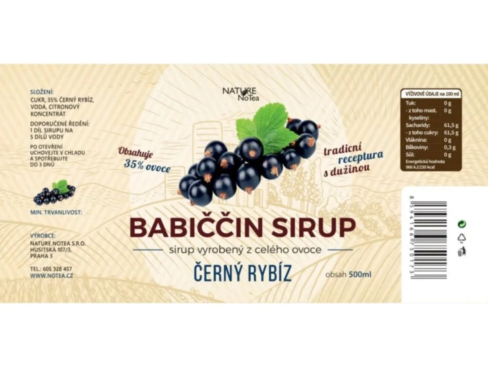 Babiččin sirup - Černý rybíz 500ml
