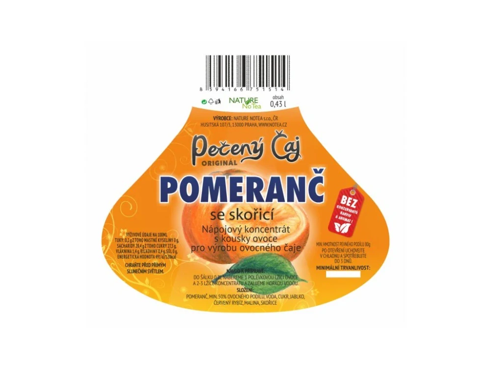 Pečený čaj Notea - Pomeranč se skořicí 430ml
