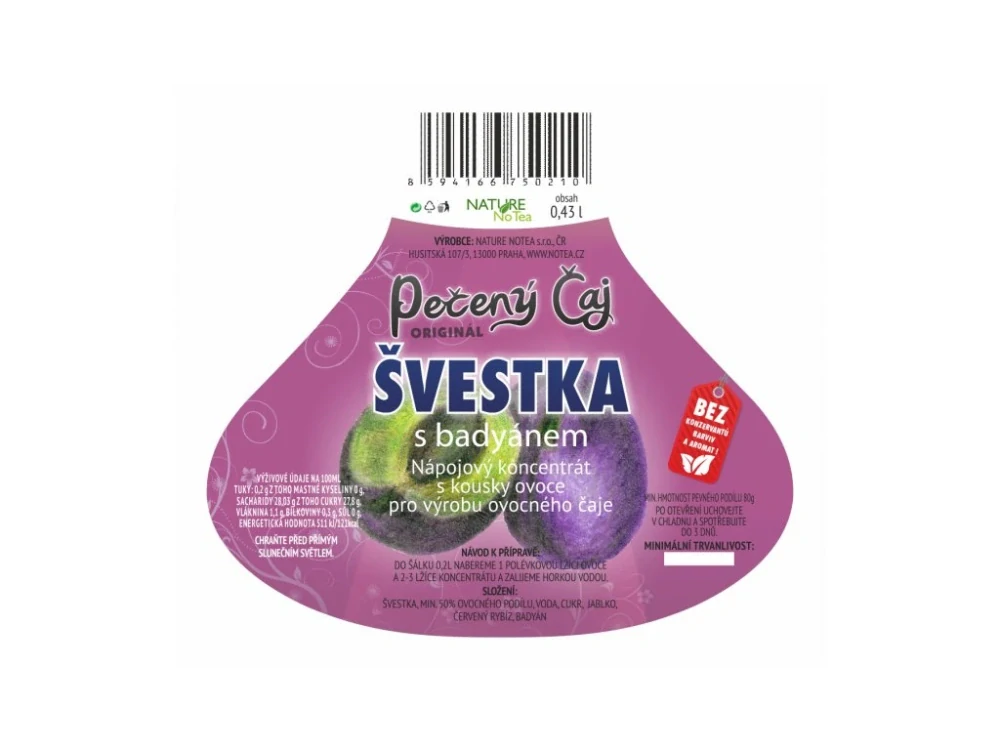 Pečený čaj Notea - Švestka s badyánem 430ml