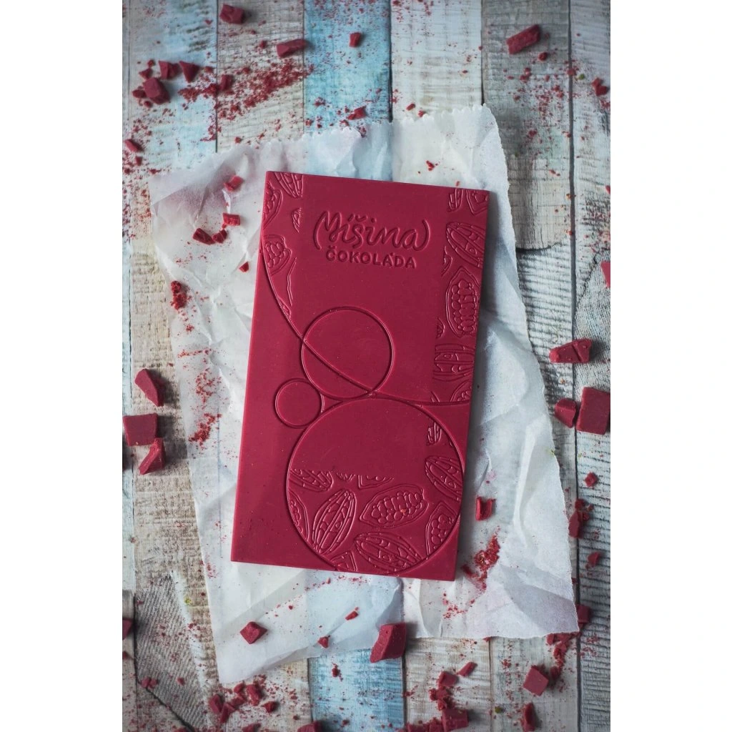 Bílá veganská malinová čokoláda 42% 50g