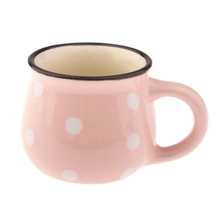 Keramický hrnek - lososový s puntíky, 75ml