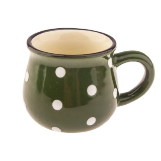 Keramický hrnek, zelený s puntíky, 75ml