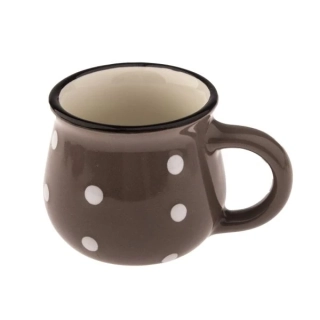 Keramický hrnek - tmavě šedá s puntíky, 75ml