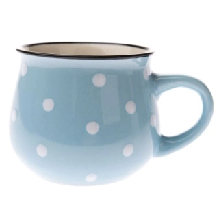 Keramický hrnek, světle modrý s puntíky, 230ml