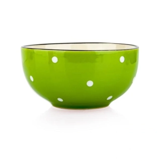 Keramická miska, zelená s puntíky, 490ml 