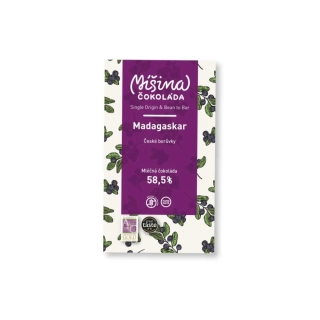 Mléčná čokoláda 58,5 % Madagaskar s českými borůvkami 50g